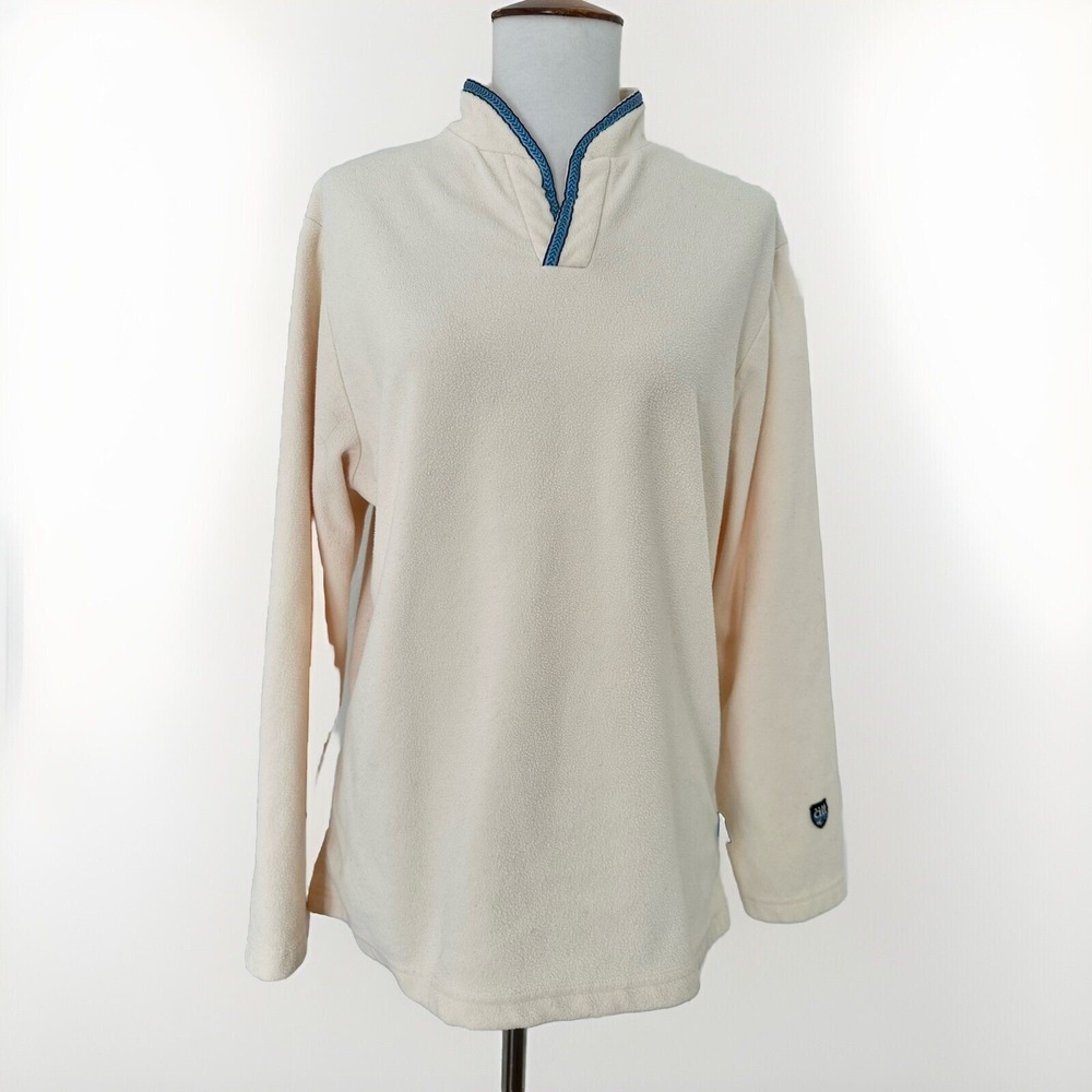 Vtg Kuhl Alf Sweatshirt Womens Small Ivory Fleece Thumb Holes
